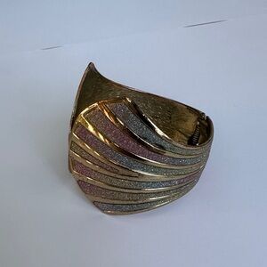 Pastel Rainbow and Gold Shell Cuff